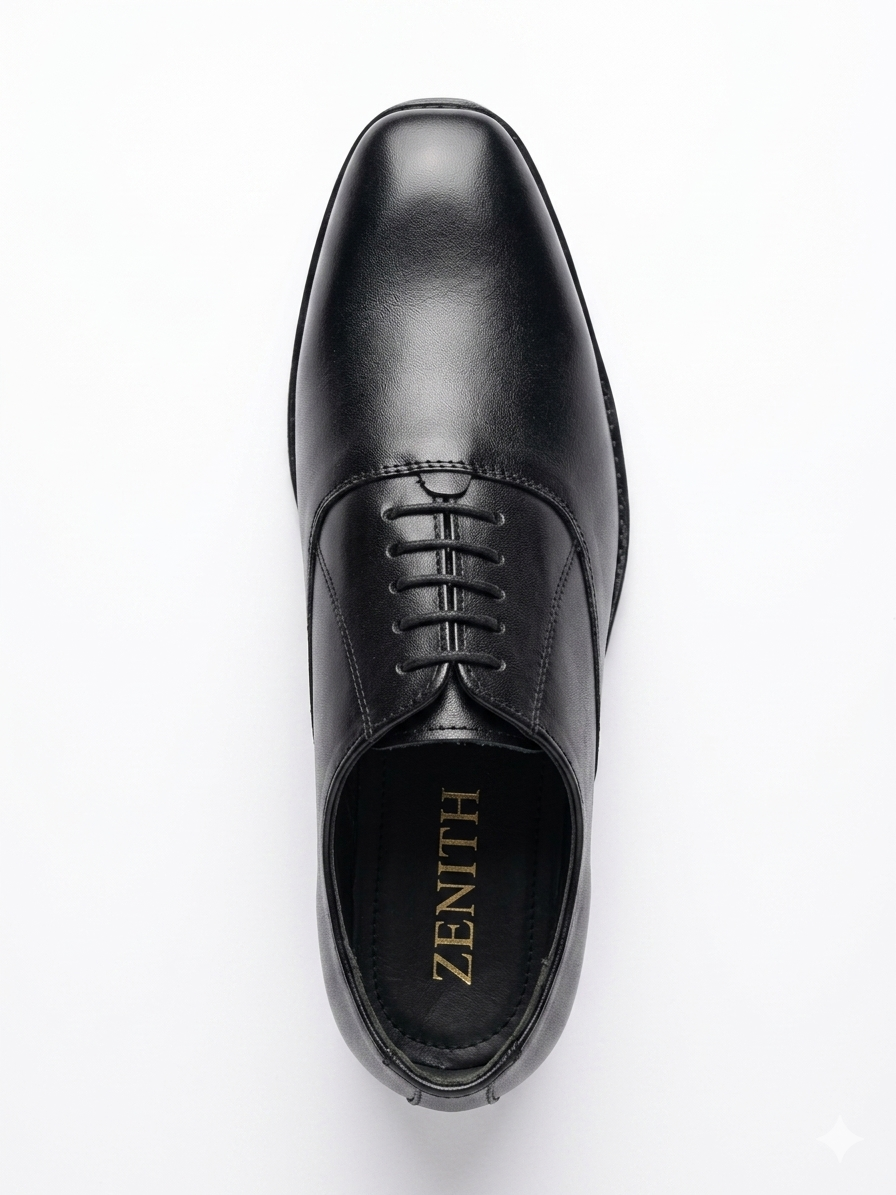 Men's Elegant Closed-Lacing Dress Shoes - Black Smooth Leather