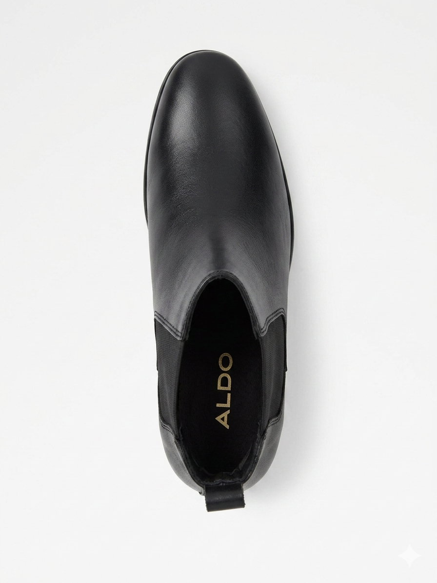 Men's Classic Black Aldo Chelsea Boots | High-Ankle Slip-On Shoes with Elastic Side Panel