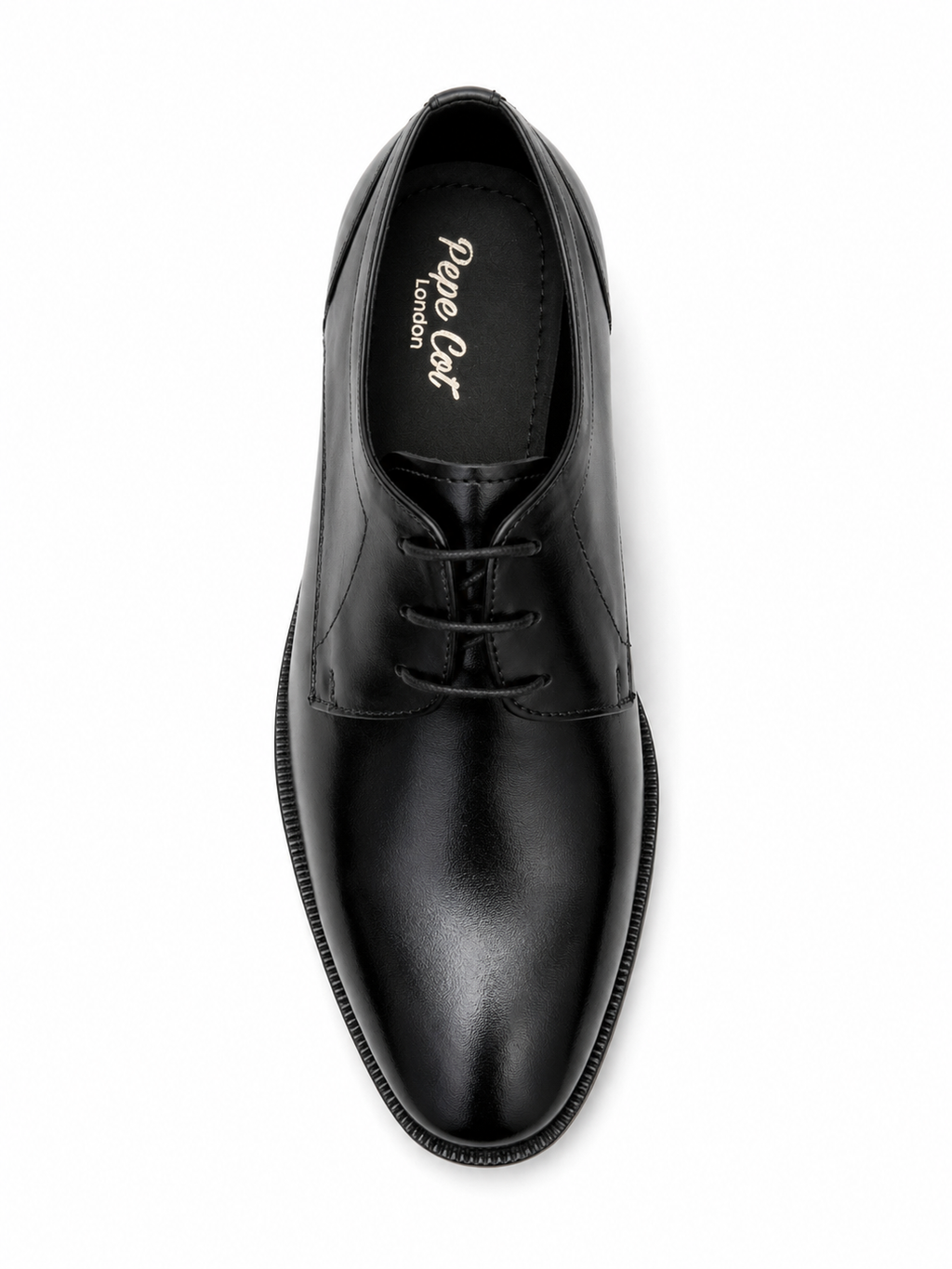 Pepecot London Premium Leather Black Formal Derby Shoes | Classic Lace-Up Dress Shoes for Office, Business Meetings, and Weddings
