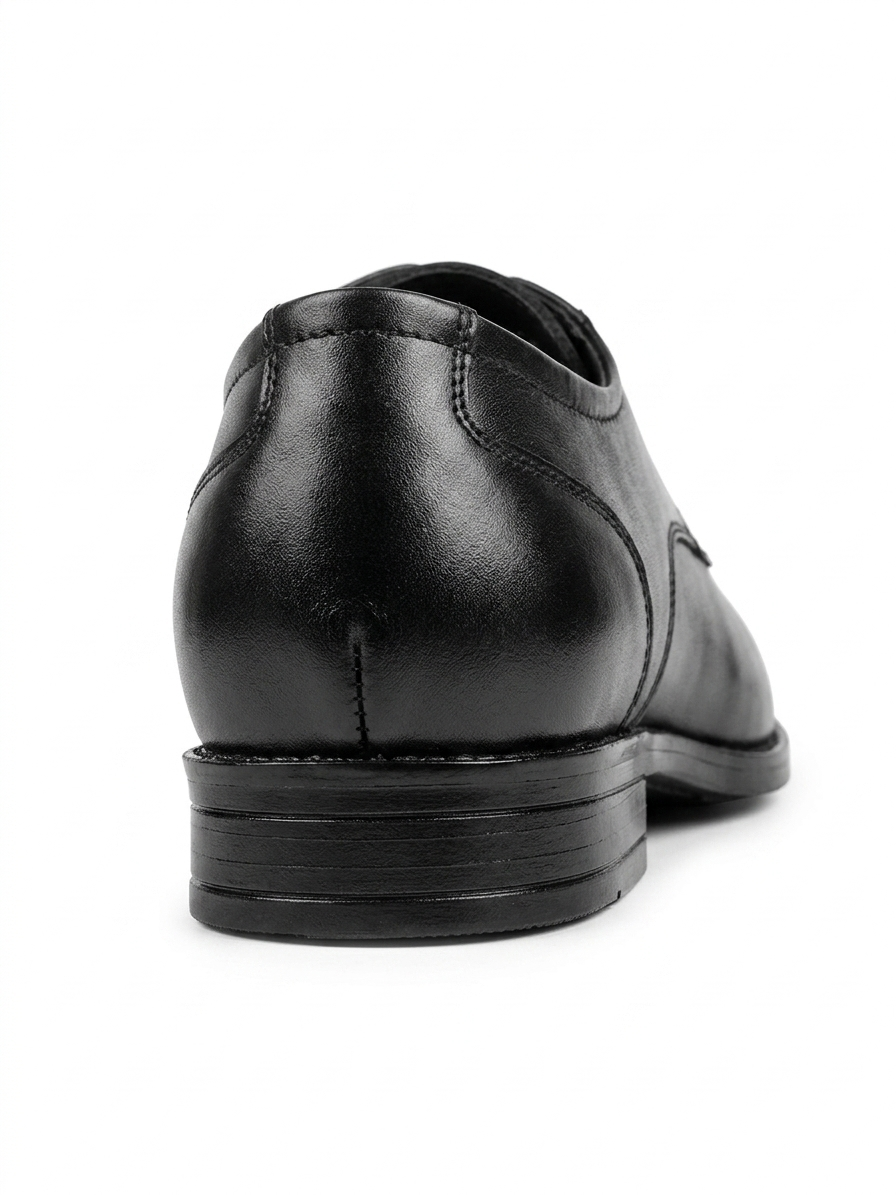 Men's Elegant Closed-Lacing Dress Shoes - Black Smooth Leather