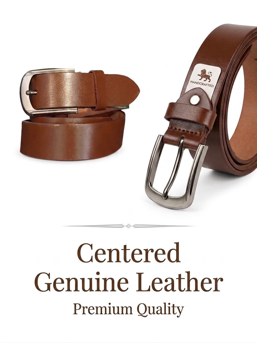 Genuine Leather Plain Brown Formal Belt