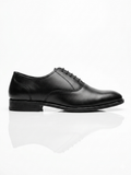 Men's Elegant Closed-Lacing Dress Shoes - Black Smooth Leather