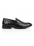 Pepe Cot London Men's Premium Black Textured Penny Loafers | Formal & Semi-Casual Slip-On Dress Shoes