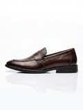 Pepe Cot London Men's Premium Brown Textured Penny Loafers | Formal & Semi-Casual Slip-On Dress Shoes
