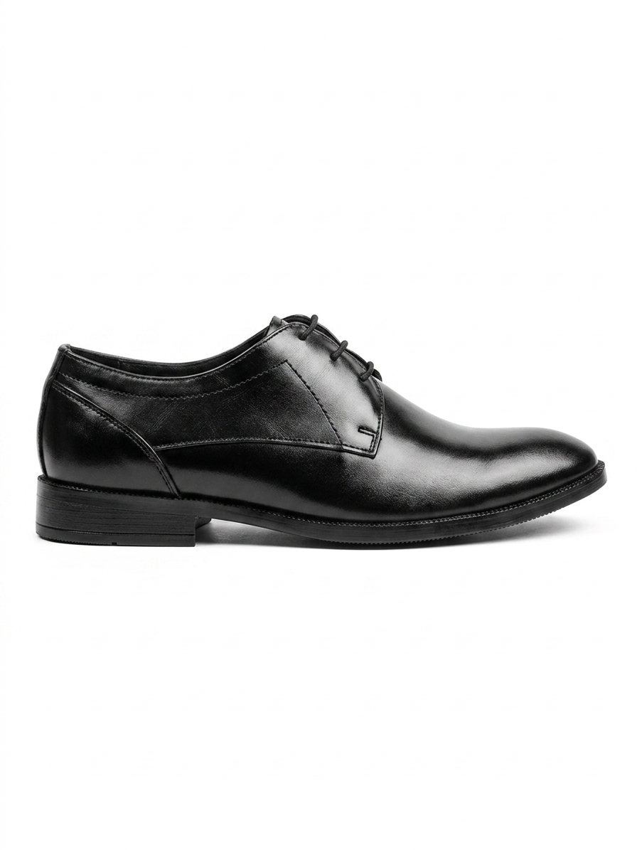 Pepecot London Premium Leather Black Formal Derby Shoes | Classic Lace-Up Dress Shoes for Office, Business Meetings, and Weddings