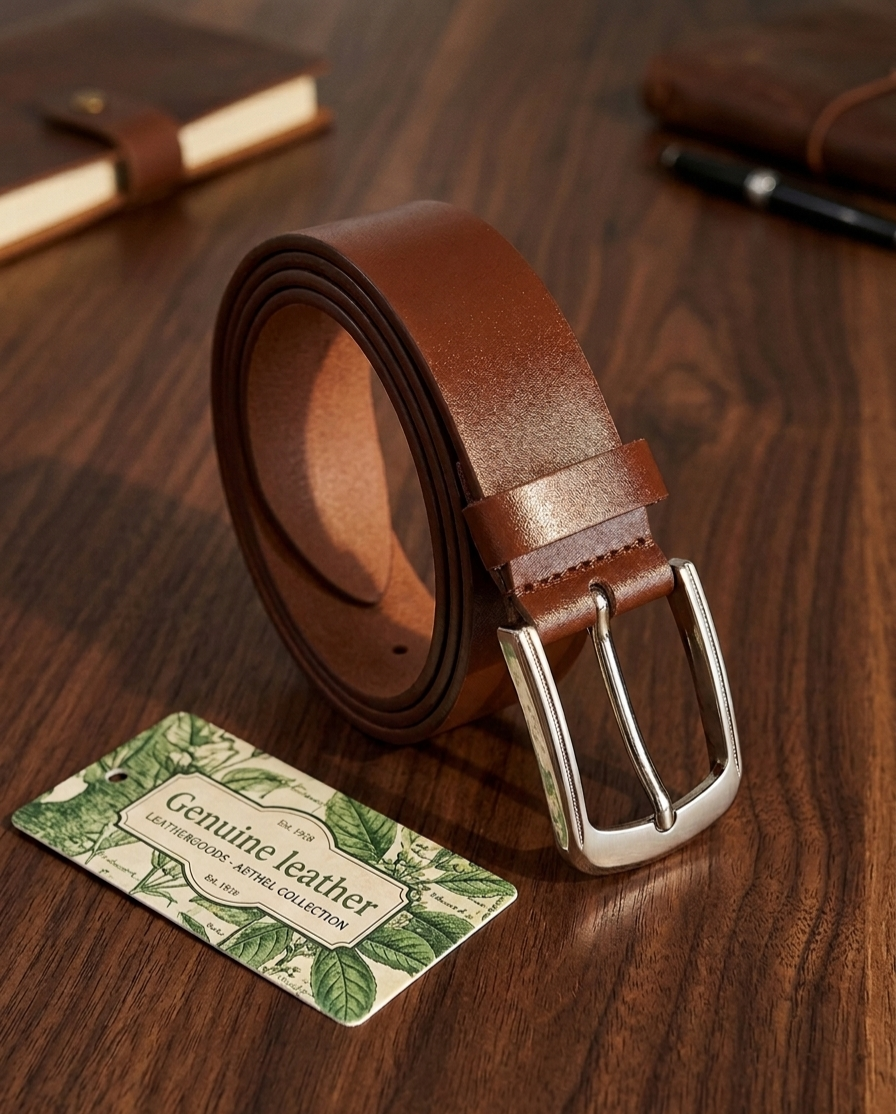 Genuine Leather Plain Brown Formal Belt