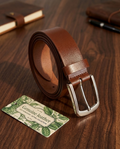 Genuine Leather Plain Brown Formal Belt
