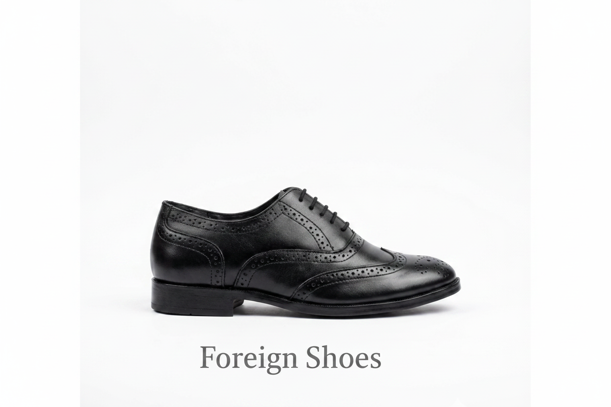 Pepecot London Premium Black Leather Wingtip Brogue Shoes - Classic Formal Lace-Up