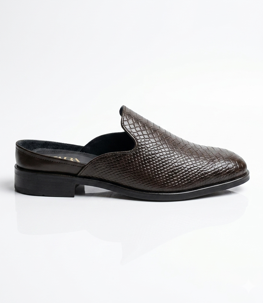 Premium Leather Croc Print Mule Formal nd Party Wear for Men's Shoes