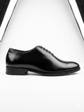Pepecot London Premium Black Leather Wholecut Shoes - Classic Formal Lace-Up Dress Shoes